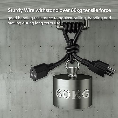 PlugSaf 16/3 3Ft 2 Pack Indoor Extension Cord Black, 3 Prong Electric Cord - Image 4