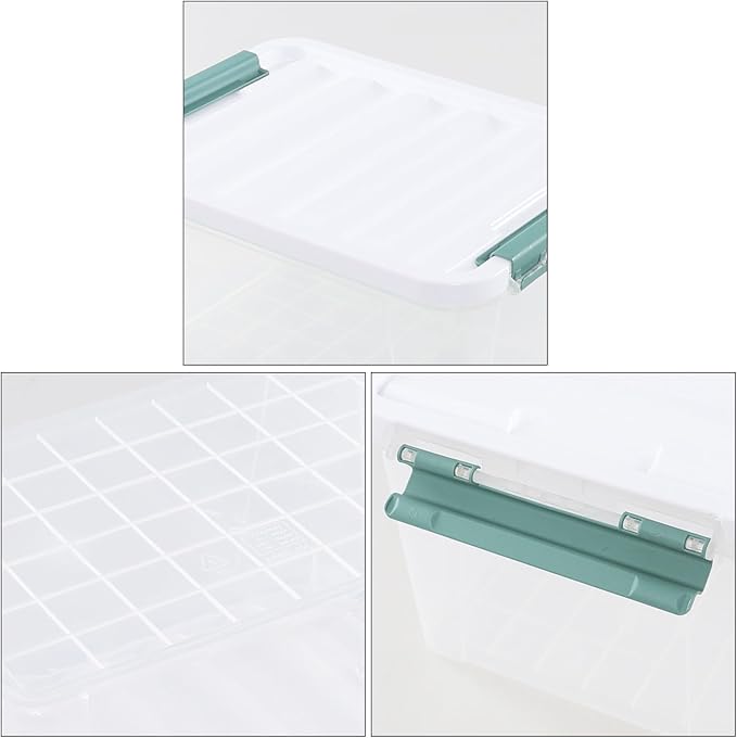 6 Packs Plastic Latch Boxes, 20 L Clear Stackable Storage Container Bin - Image 3
