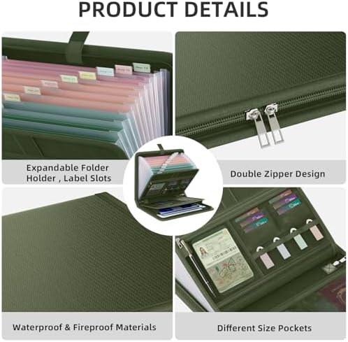 Fireproof Accordion File Organizer, Expanding File Folder with 13 Pockets - Image 4