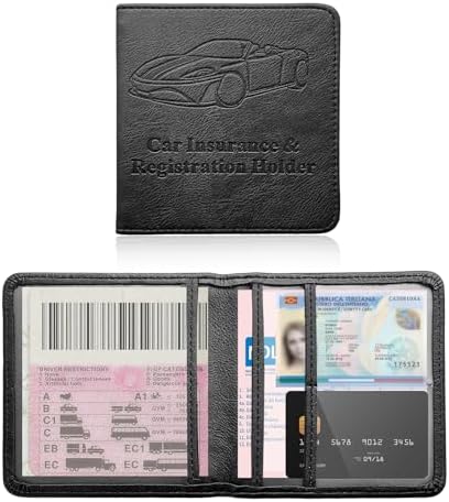 Ziciner Car Registration and Insurance Holder, Auto Card Document Glove Box Organizer with Magnetic Closure, Universal Vehicle Interior Accessories for Cars SUVs (Black-Small) by Ziciner