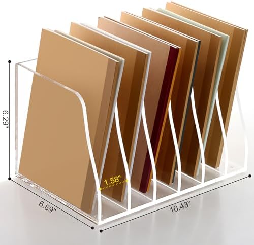 SANRUI Acrylic Desk File Organizer, Clear Magazine File Holder 6 Slot - Image 2