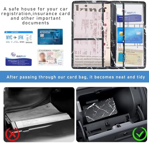 Ziciner Car Registration and Insurance Holder, Auto Card Document Glove Box Organizer with Magnetic Closure, Universal Vehicle Interior Accessories for Cars SUVs (Marble Black-Large) - Image 5