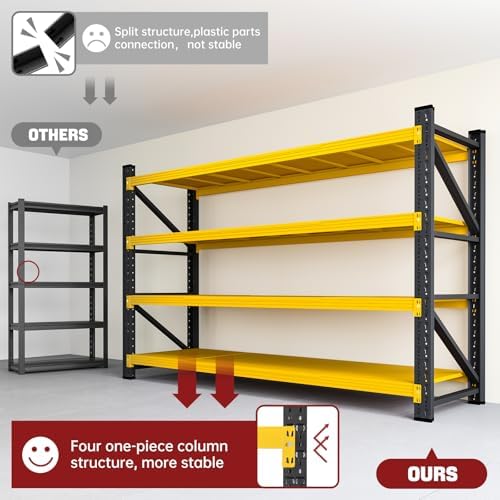 RAVIGIN 5000LBS Storage Shelves,71" W Garage Shelving Heavy Duty Metal Adjustable Garage Shelves, Shelving Units Industrial Shelving for Warehouse,71" W x 24" D x 69" H,Black Yellow - Image 6
