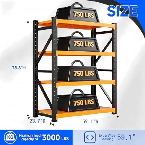 Heavy‑Duty Metal Garage Shelving Unit, 3000 LBS Total Load Capacity - Image 3