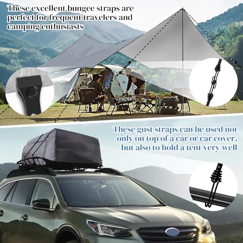 Hlogree 2PCS Car Cover Gust Straps Wind Protector,Bungee Cords Hook Clips - Image 3