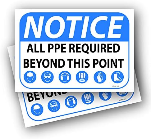 PPE Required Safety Sign – 7" x 10" – 2 Pack | Personal Protective Equipment Sign | Mandatory PPE Safety Sign for Workplace Compliance by wrapco