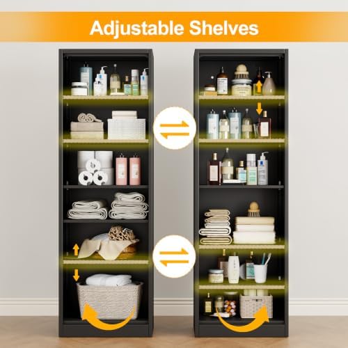 Ckzbx Metal Locker Tall Narrow Storage Cabinet, 67" H Locking Tool File Cabinets Snack Locker Organizer for School Classroom,Bedroom,Gym Home Office,Entryway and Hallway (20" W 2Door Black) - Image 6