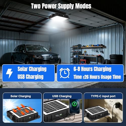 600W Solar LED Work Light 52000LM Portable Rechargeable Magnetic Work Light - Image 3
