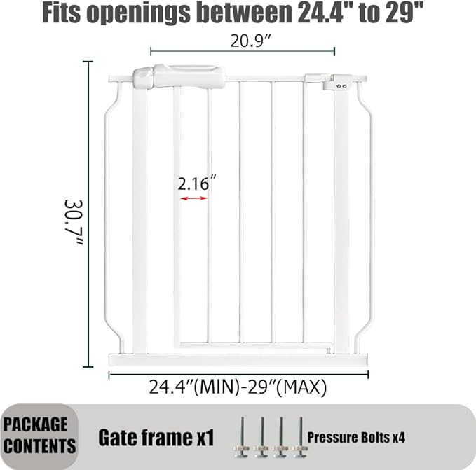 24-29 Inch Narrow Baby Gate, Pressure Mounted No Drilling Dog Gate - Image 2
