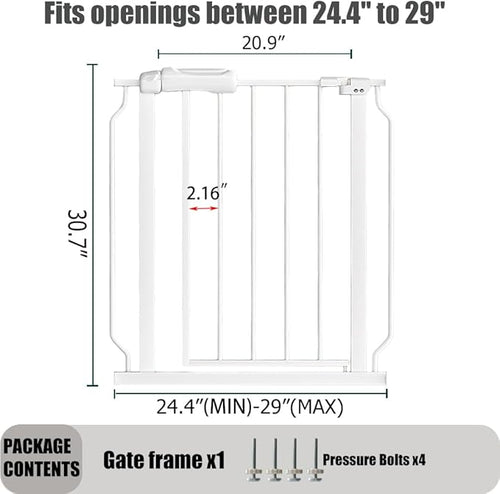 24-29 Inch Narrow Baby Gate, Pressure Mounted No Drilling Dog Gate - Image 2