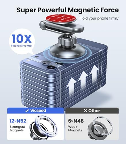 VICSEED Tesla Phone Mount【Strongest Magnet Power】Foldable Hidden Tesla Phone Holder Fit for All Phone, Tesla Model 3 Model Y for MagSafe Car Mount, Tesla Model 3 Accessories, Tesla Model Y Accessories - Image 4