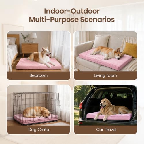 NUPIDA Waterproof Large Dog Bed for Crate with Washable Cover, 35x22, Pink - Image 7