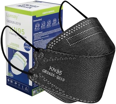 kn95 Face Masks 20 Pack, Breathable Comfortable and Disposable KN95 Mask, Black by Luesay