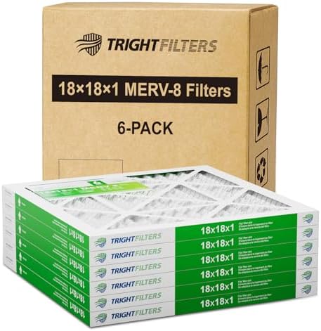 TRIGHTFILTERS 18x18x1 Air Filter 6 Pack, Durable MERV 8 Pleated Home HVAC AC Furnace Filters, Lightweight Compact Air Conditioner Filter Replacement by TRIGHTFILTERS