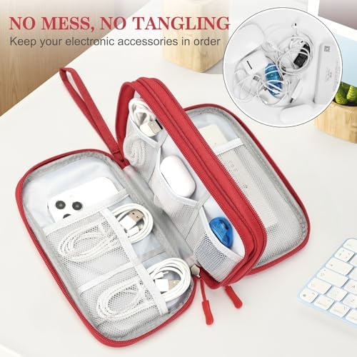FYY Electronic Organizer, Travel Tech Pouch Bag, Medium, Red - Image 5