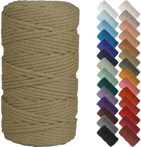 NOANTA Khaki Macrame Cord 4mm x 109yards, Colored Cotton Rope Macrame Yarn by NOANTA