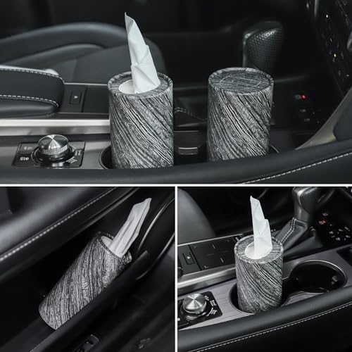 SINGARO Car Tissue Holder, 4 Pack Car Cup Holder Facial Tissues with Travel Tissue Bag, Quick and Convenient Flower Combination Car Tissue Box(4 Canisters/200 Tissues) Gray - Image 5