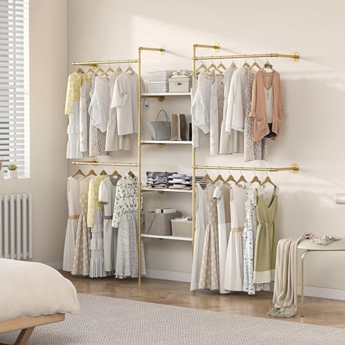 Industrial Pipe Clothing Rack with Shelves - Image 4