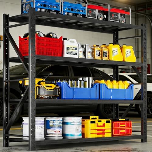 Heavy Duty Warehouse Shelving 4-Tier Industrial Steel Storage Shelves, 2600LB Capacity Per Shelf, Adjustable Shelves for Garage/Factory/Commercial Use (Black, W32*D14*H73) - Image 6