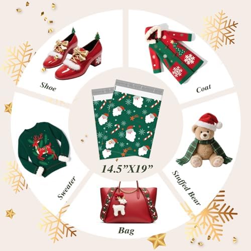 Fuxury Christmas Poly Mailers 14.5x19" 50Pcs,Large Shipping Bag for Clothes - Image 4