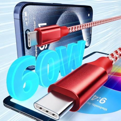 KYEHD USB C Cable，3 Pack 10FT 60W Fast Charging USB C to USB C Cable, Durable Type C Charger Cable for iPhone 17/16/15/iPad MacBook CarPlay and More - Image 7