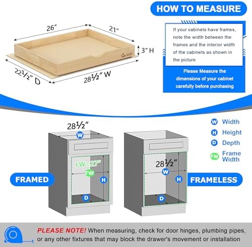 WelFurGeer Premium Birchwood Pull-Out Cabinet Drawers, 26" W x 21" D Pull Out Cabinet Organizer, Heavy-Duty Cabinet Organizer with Easy Installation, Space-Saving Pullout Drawer for Home & Kitchen - Image 5