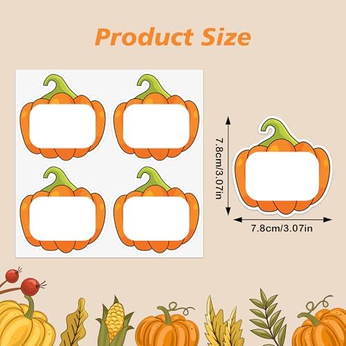 200 PCS Pumpkin Name Tags Stickers Gift Labels Tag, Thanksgiving Fall Gifts Tags Stickers Name Labels for Thanksgiving Fall Autumn Gifts Packaging Organizing Holiday Supplies, 3 in - Image 2