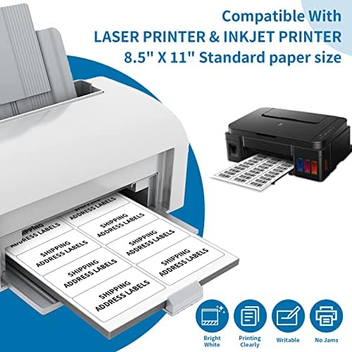 2” x 4” Shipping Labels 2000 Address Labels Printable, White Sticker Label Sheets for Laser Inkjet Printers (10 Labels/Sheet, 200 Sheets) - Image 3