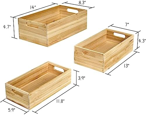 Set of 3 Wooden Boxes for Storage Small Crates for Display and Organizing, Farmhouse Style Storage Boxes for Crafts, Decor, Home Pantry and Living Room - Image 6