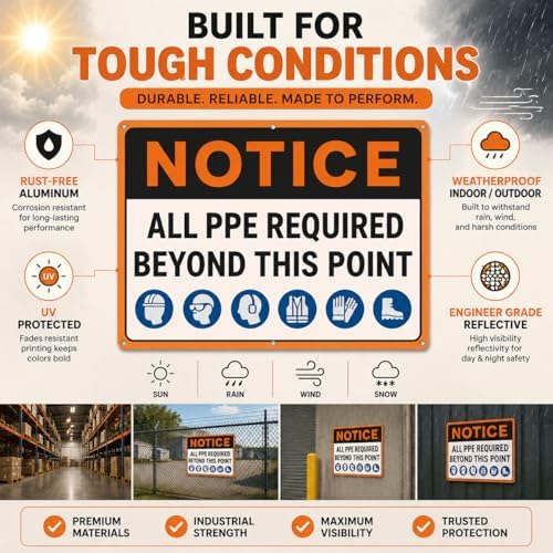 Notice All PPE Required Beyond This Point Sign 10" x 14" Aluminum 2 Pack - Image 5