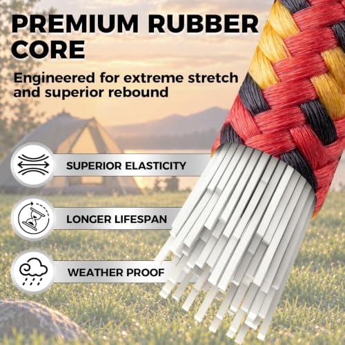 10-Piece 24" Elastic Bungee Cords with Hooks, Heavy Duty Outdoor Elastic Bungee Cords, Bungee Cord Bundle with Metal Hook for Securing Tarps, Luggage, Tents, Bikes or Garden Tidying - Image 3