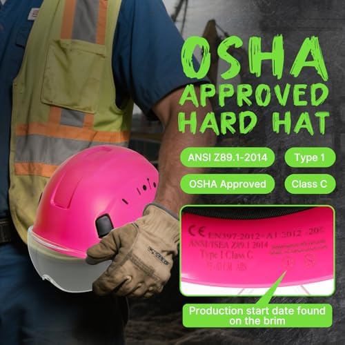 Aolamegs Construction Hard Hat with Visor and Chin Strap for Men,ANSI Z89.1 - Image 6