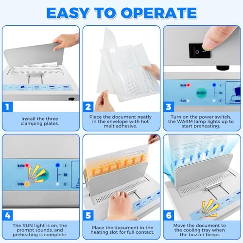 Thermal Binding Machine 500 Sheets Capacity Book Binding Material with 10 Letter Size Envelopes, A3/A4/A5 Document Heat Binder Hot Melt Machine Metal Thermal Binder Contract Document Invoice - Image 7