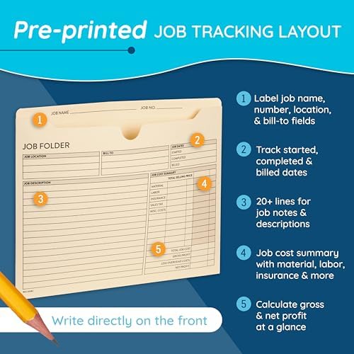 Blue Summit Supplies 100 Job Folders, Letter Size, Manila, Preprinted - Image 3