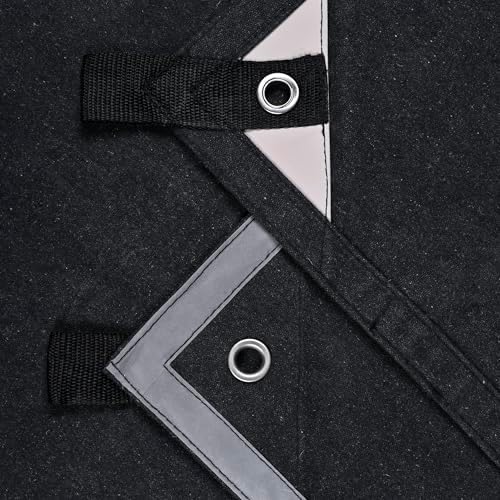 WHITEDUCK Canvas Tarp 18 oz. Heavy Duty Water Repellent UV Resistant, Rustproof Grommets, Industrial & Commercial Use Cloth Tarp (Cut Size: 10'x12', Finished Size: 9'6"x11'6", Black) - Image 2