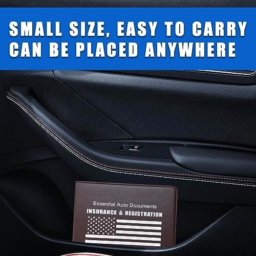 Ziciner Car Registration Insurance Holder, 2Pack Essential Auto Card Document Glove Box Organizer with Touch Fastener, Vehicle Interior Accessories Perfect for Most Car, Truck, SUV (Brown/White Flag) - Image 6