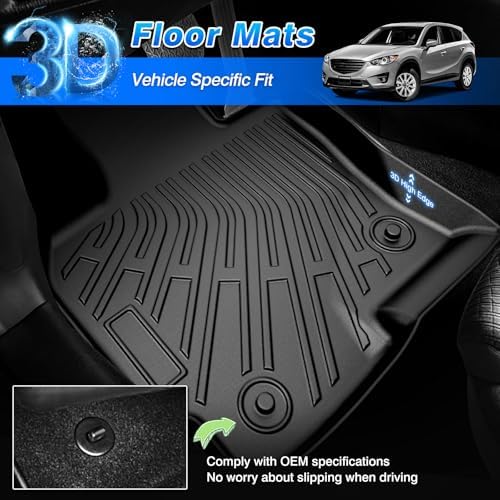 CX5 Floor Mats - Car Mats for Mazda CX5 2013-2016, All Weather Floor Mats and Cargo Liner with Backrest Mat for CX5 Accessories, Heavy Duty Rubber Mats, Car Accessories - Image 2