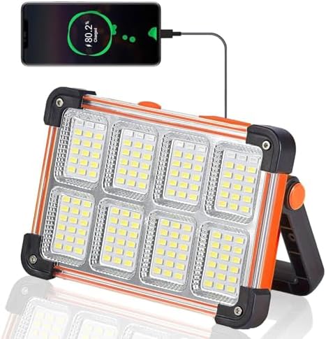 YXQUA 120W Solar Rechargeable Work Light, 144 LED 10000LM, Orange by YXQUA