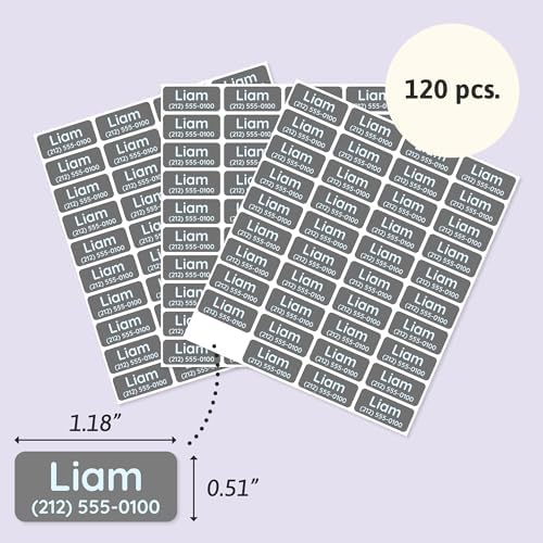 TeddyLabels - Clothing Labels for Nursing Home (120) – Self-Adhesive Name Tags for Clothes and Personal Items. Personalized Labels for Daycare, Nursing Homes, and Laundry Use - Grey - Image 6
