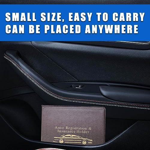 Ziciner Car Registration Insurance Holder, 2Pack Essential Auto Card Document Glove Box Organizer with Touch Fastener, Vehicle Interior Accessories Perfect for Most Car, Truck, SUV (Brown/Gold Words) - Image 6