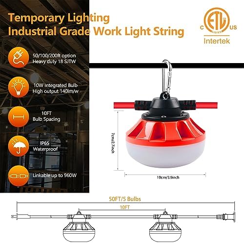 LED Construction Light, Christmas String Lights,200FT,2Prong - Image 2