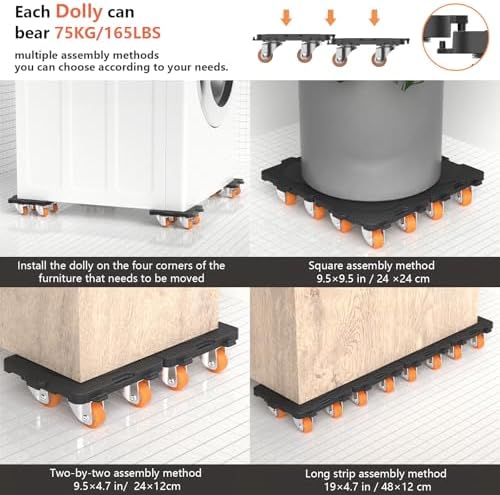 ONEON Furniture Mover with Wheels & Aux. Lifter-Connect Bearing Wheel Dolly - Image 5