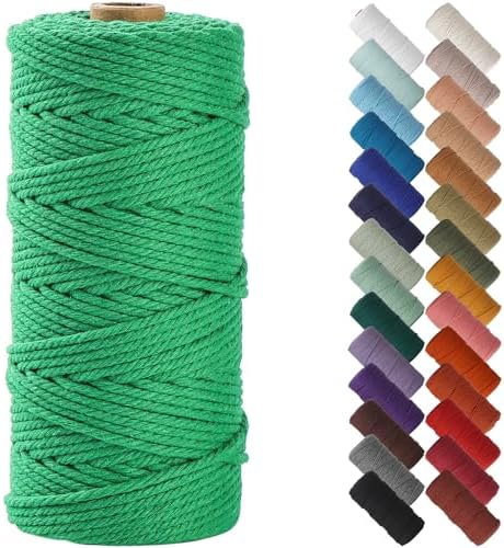 NOANTA Emerald Macrame Cord 3mm x 109yards, Cotton Rope Macrame Yarn by NOANTA