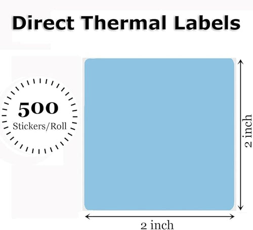 2" x 2" Thermal Labels Stickers Blue, Square Thermal Shipping Stickers - Image 2