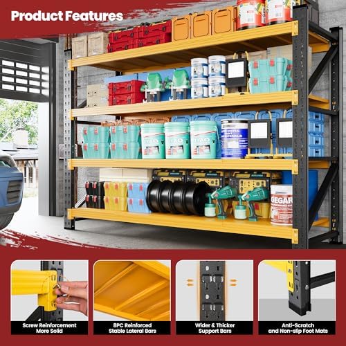 60" Wide Storage Shelves, 5000LBS Garage Shelving Heavy Duty, Standing Shelf Units, 4 Tier Metal Adjustable Storage Shelving Rack for Shop Warehouse Basement, 60'' W x 24''D x 70'' H - Image 5