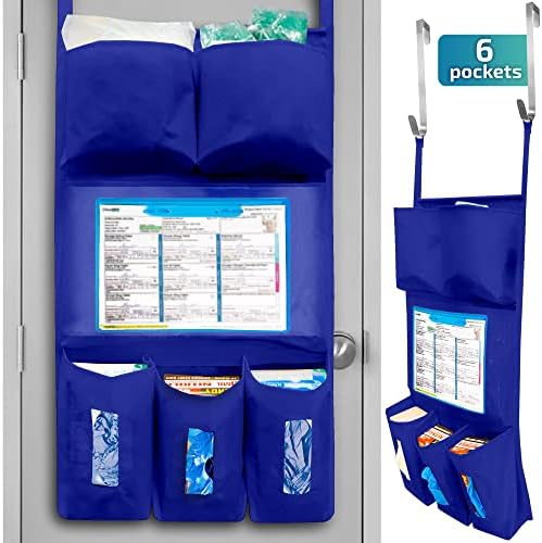 Personal Protective Equipment (PPE) Isolation Door Caddy, Nylon Oxford NFPA-701 Large Scale Flame Retardant Coating 18.5 X 31 Inch, Included 2 Hooks - Royal Blue by Unknown