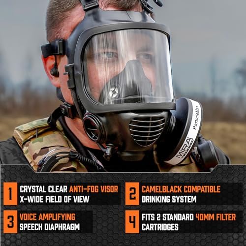 MIRA SAFETY M Certified CBRN Full Face Gas Mask Reusable Respirator Professional Grade (CM-6M Mask WITH Drinking System), 2 Piece Set - Image 4