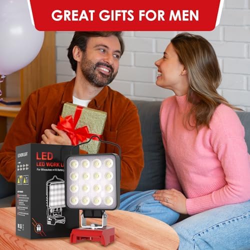 2 Pack LED Work Light for Milwaukee M18 18V Battery, Upgraded 76W 10000LM Cordless LED Work Light with USB and Type-C Charging Port, Outdoor Lighting (Battery Not Included) - Image 2