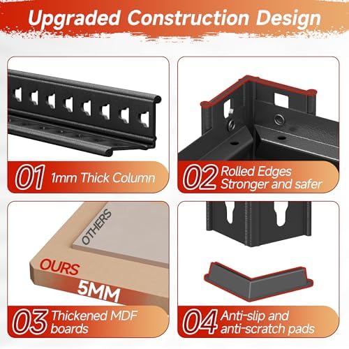 71.9" H Garage Shelves,Garage Storage Shelves Heavy Duty,Heavy Duty Garage Shelving,Adjustable 5 Tier Shelving for Garage Storage,Warehouse,71.9" Hx35.4 W x15.7 D - Image 5