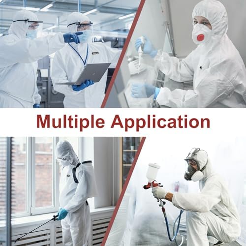 Hazmat Suit Disposable Coverall | Heavy Duty Full Body Paint Coverall & Suit in 7 Sizes - Medium, White, 3 - Image 7